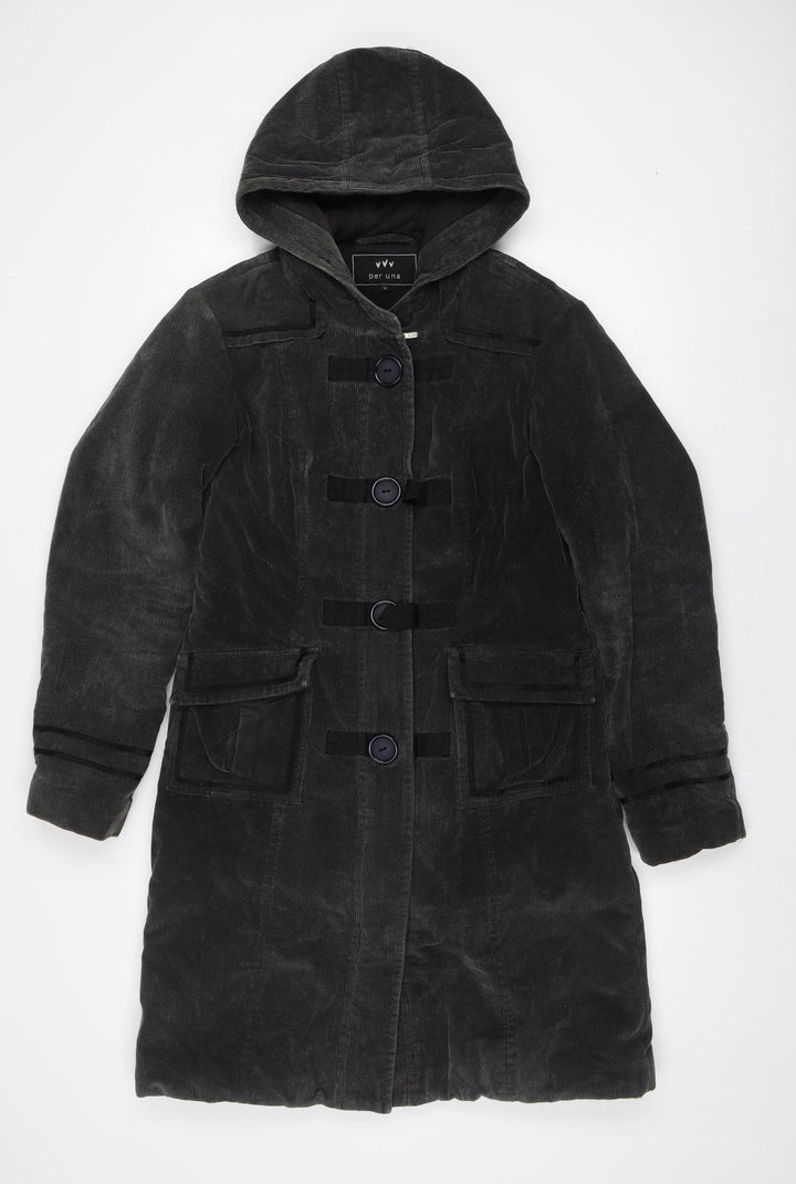 Per Una Women's Black Parka Coat with Hood, Size S
