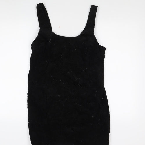New Look Women's Black Corduroy Pinafore Dress, Size 14, Elegant