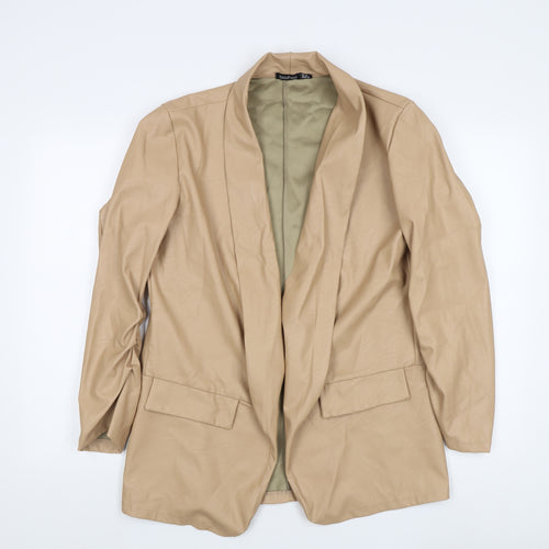 Boohoo Women's Beige Faux Leather Blazer UK 14