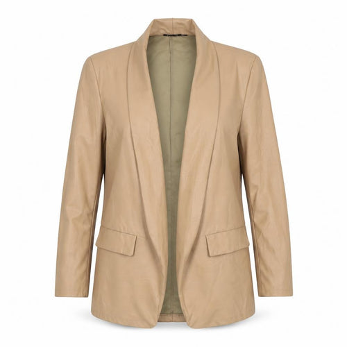 Boohoo Women's Beige Faux Leather Blazer UK 14