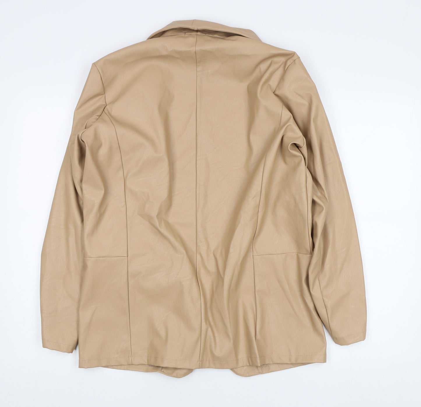 Boohoo Women's Beige Faux Leather Blazer UK 14