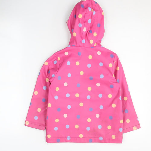 Joules Girls Pink Polka Dot Rain Coat 4 Years Hooded Waterproof
