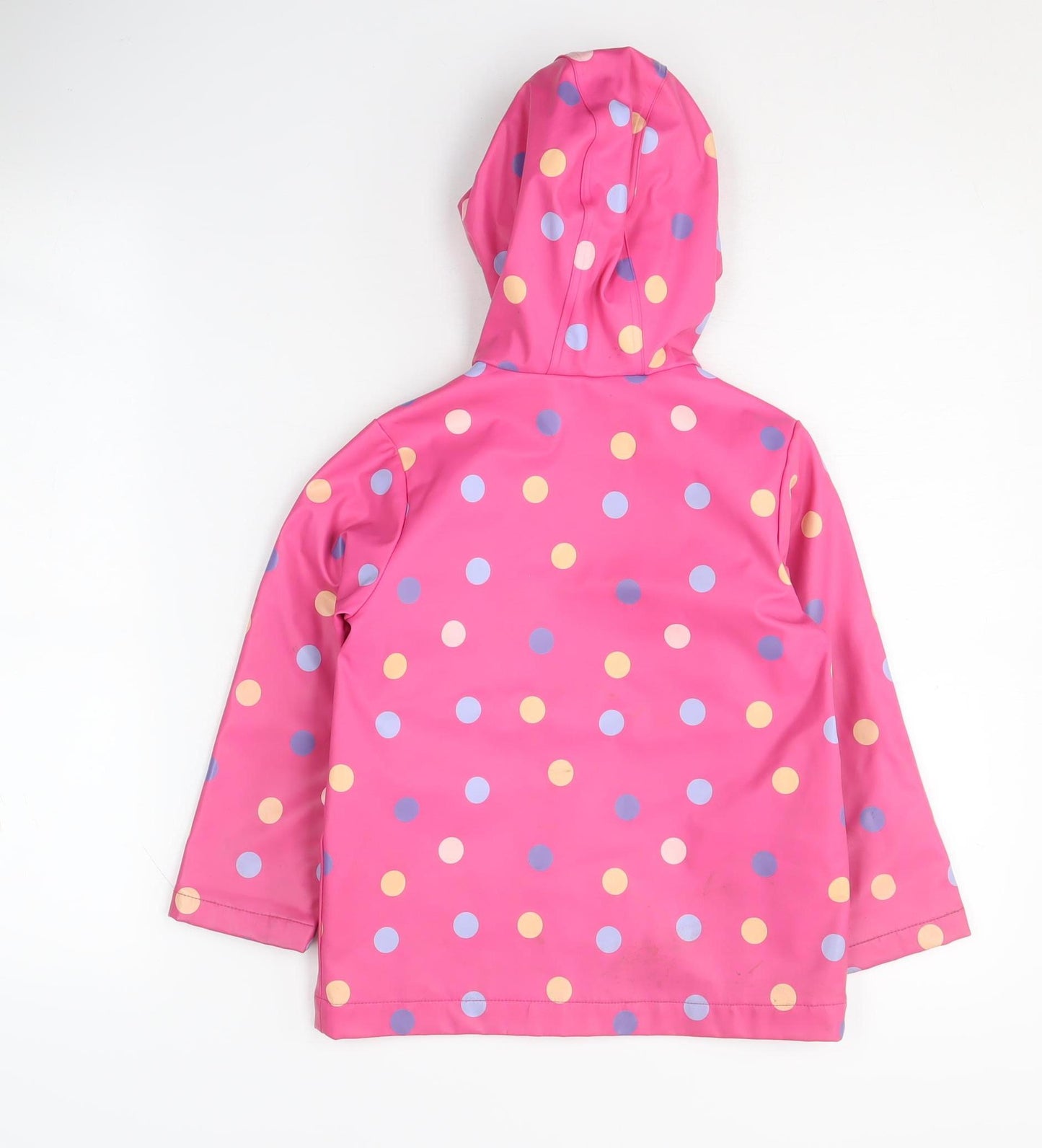 Joules Girls Pink Polka Dot Rain Coat 4 Years Hooded Waterproof