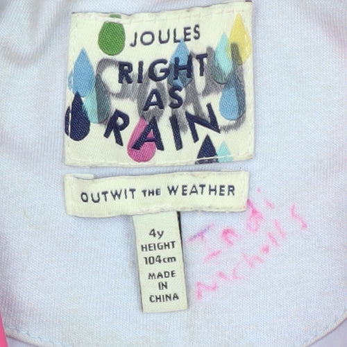 Joules Girls Pink Polka Dot Rain Coat 4 Years Hooded Waterproof