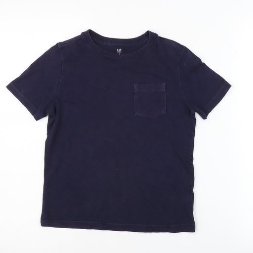 GAP Kids Boys Blue Cotton T-Shirt 6-7 Years Short Sleeve Casual