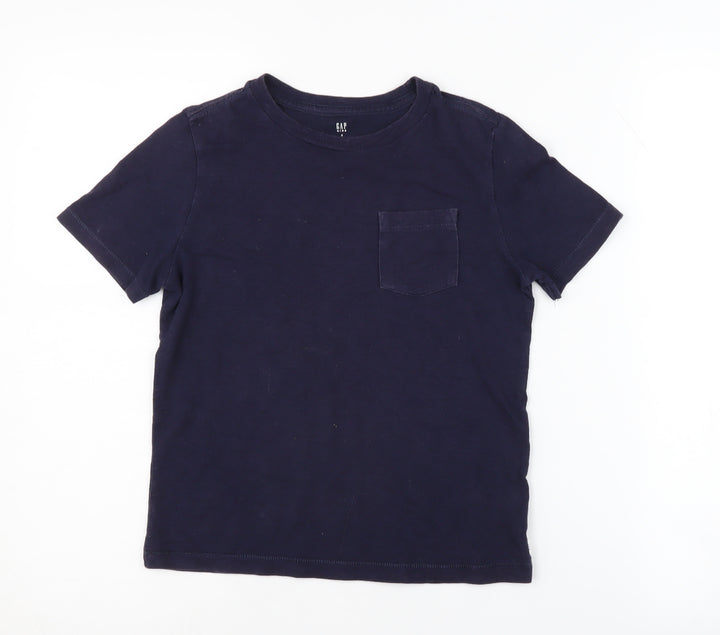 GAP Kids Boys Blue Cotton T-Shirt 6-7 Years Short Sleeve Casual