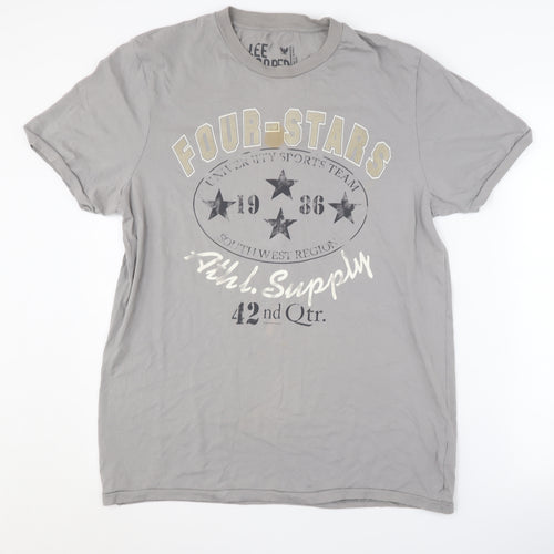 Lee Cooper Men's Grey Graphic Print T-Shirt L