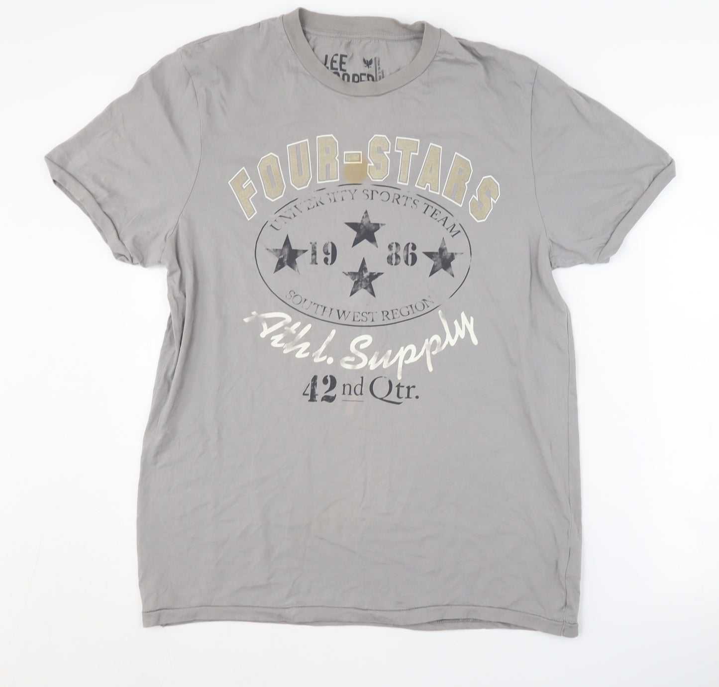Lee Cooper Men's Grey Graphic Print T-Shirt L