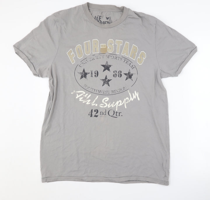 Lee Cooper Men's Grey Graphic Print T-Shirt L