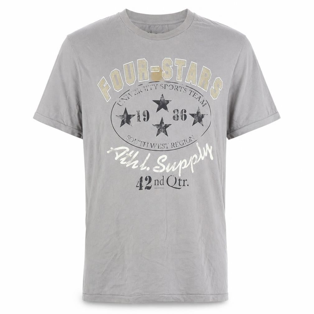 Front view of Lee Cooper Men's Grey Graphic Print T-Shirt L