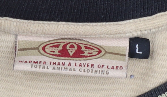 Animal Beige Men's L Sweatshirt Pullover Crew Neck