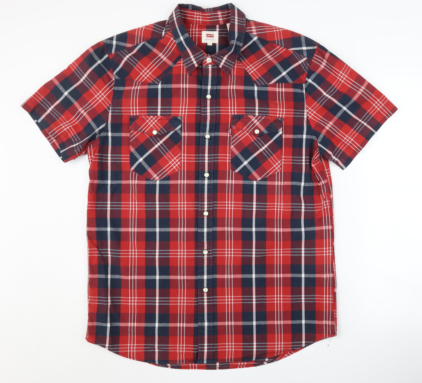 Levi's Men's Red Plaid Short Sleeve Shirt, Size L