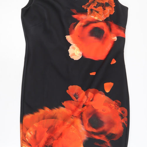Roman Women's Black Floral Sheath Dress Size 16