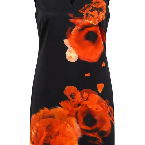 Roman Women's Black Floral Sheath Dress Size 16