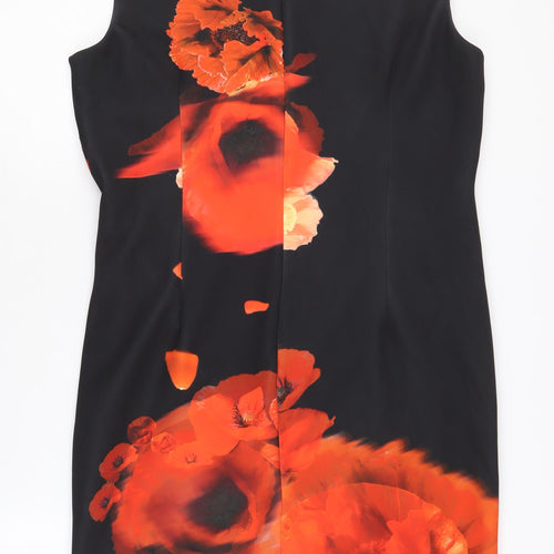 Roman Women's Black Floral Sheath Dress Size 16