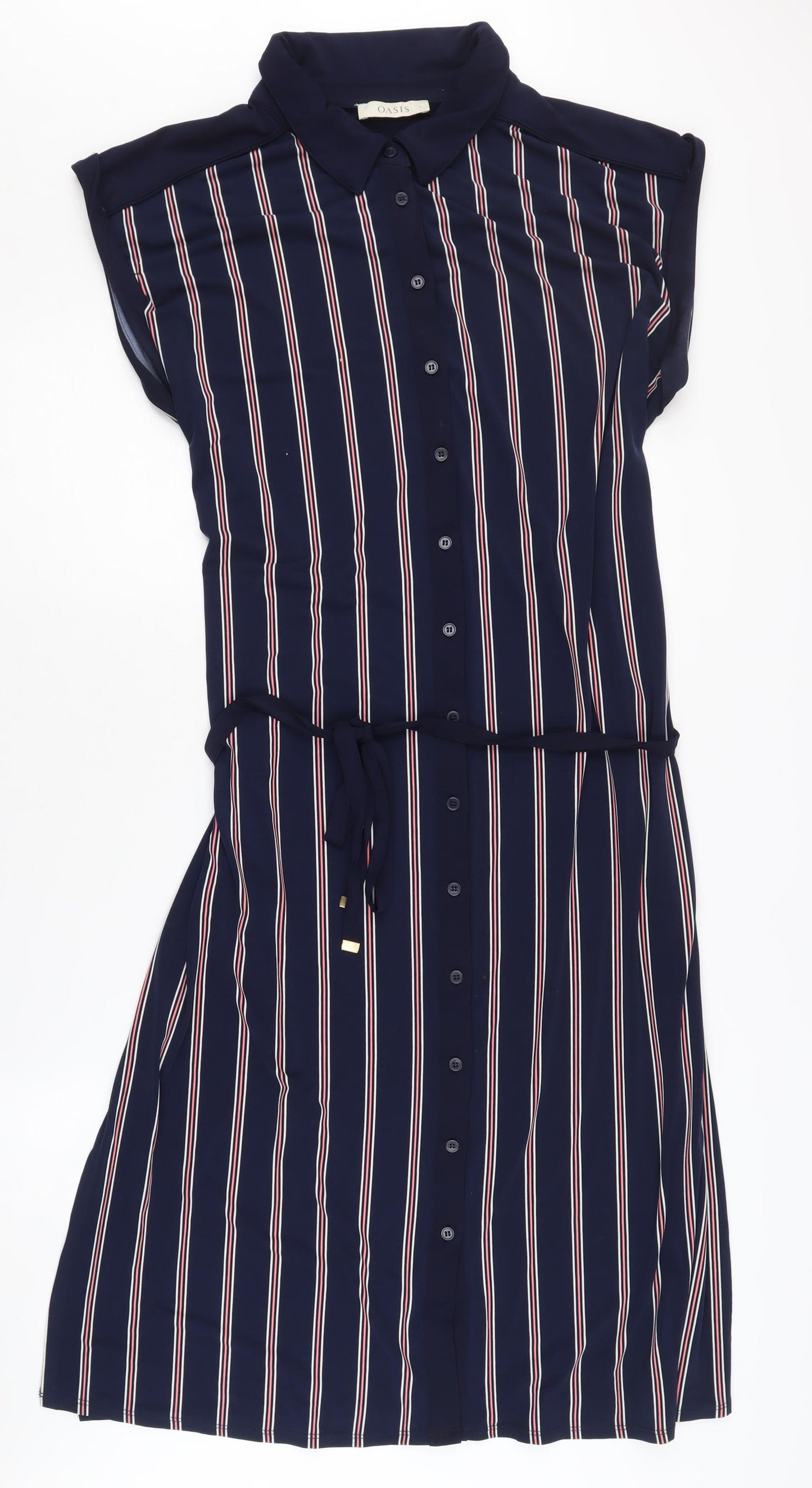 Oasis Women's Blue Striped Shirt Dress, Size L