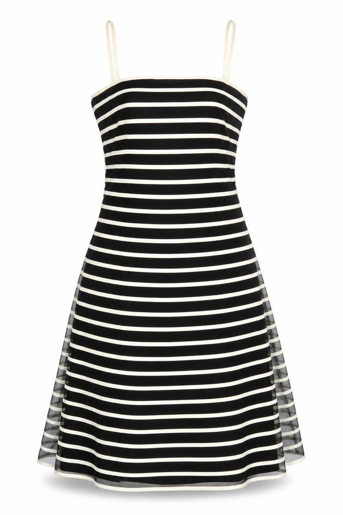 JS Boutique Women's Black Striped Sleeveless Dress Size 8