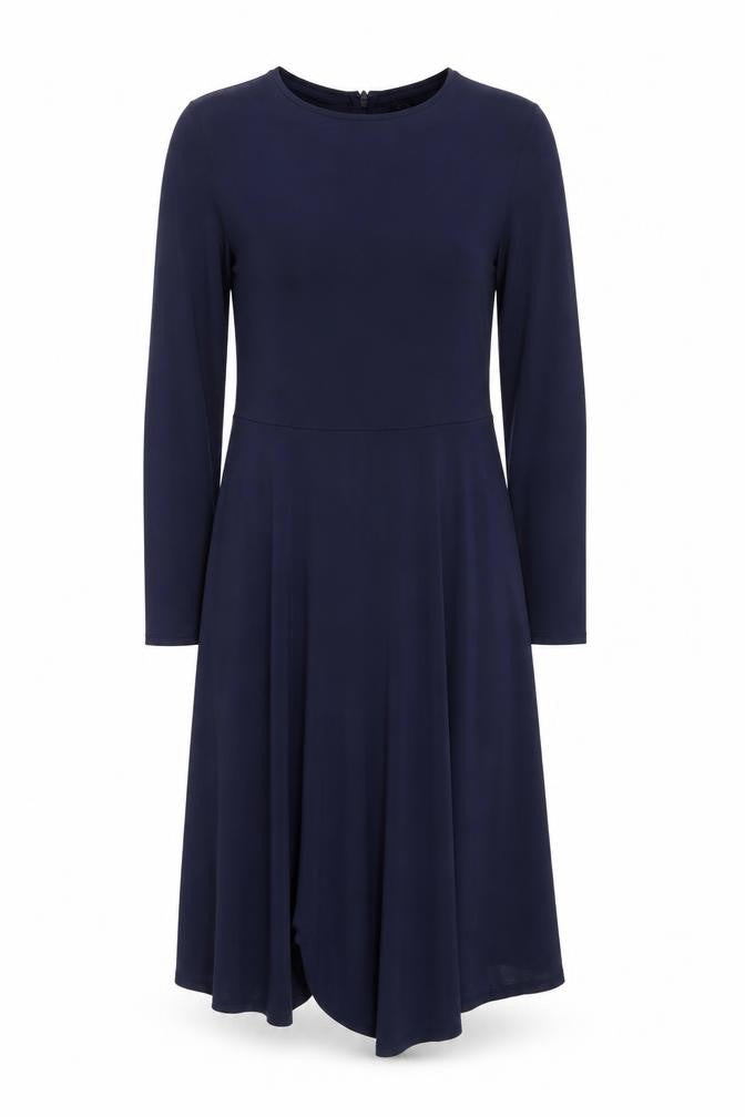 Front view of John Lewis Navy Blue Shift Dress -, size 10, - Elegant