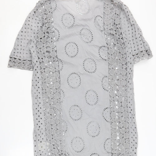 White Stuff Women's Grey Dress Size 10 - Embroidered Cotton