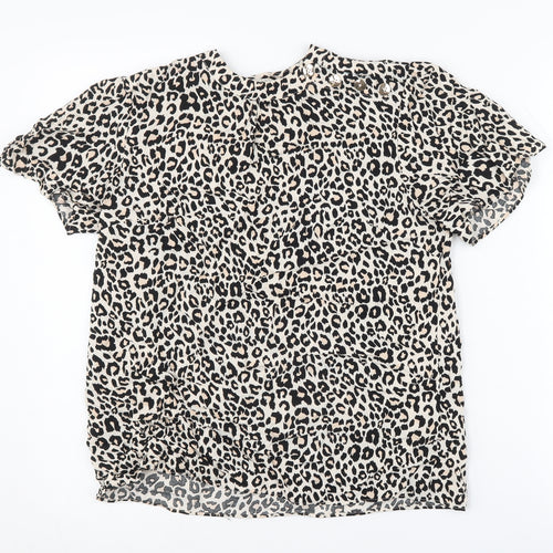 Oasis Women's Black Animal Print Top Size 10
