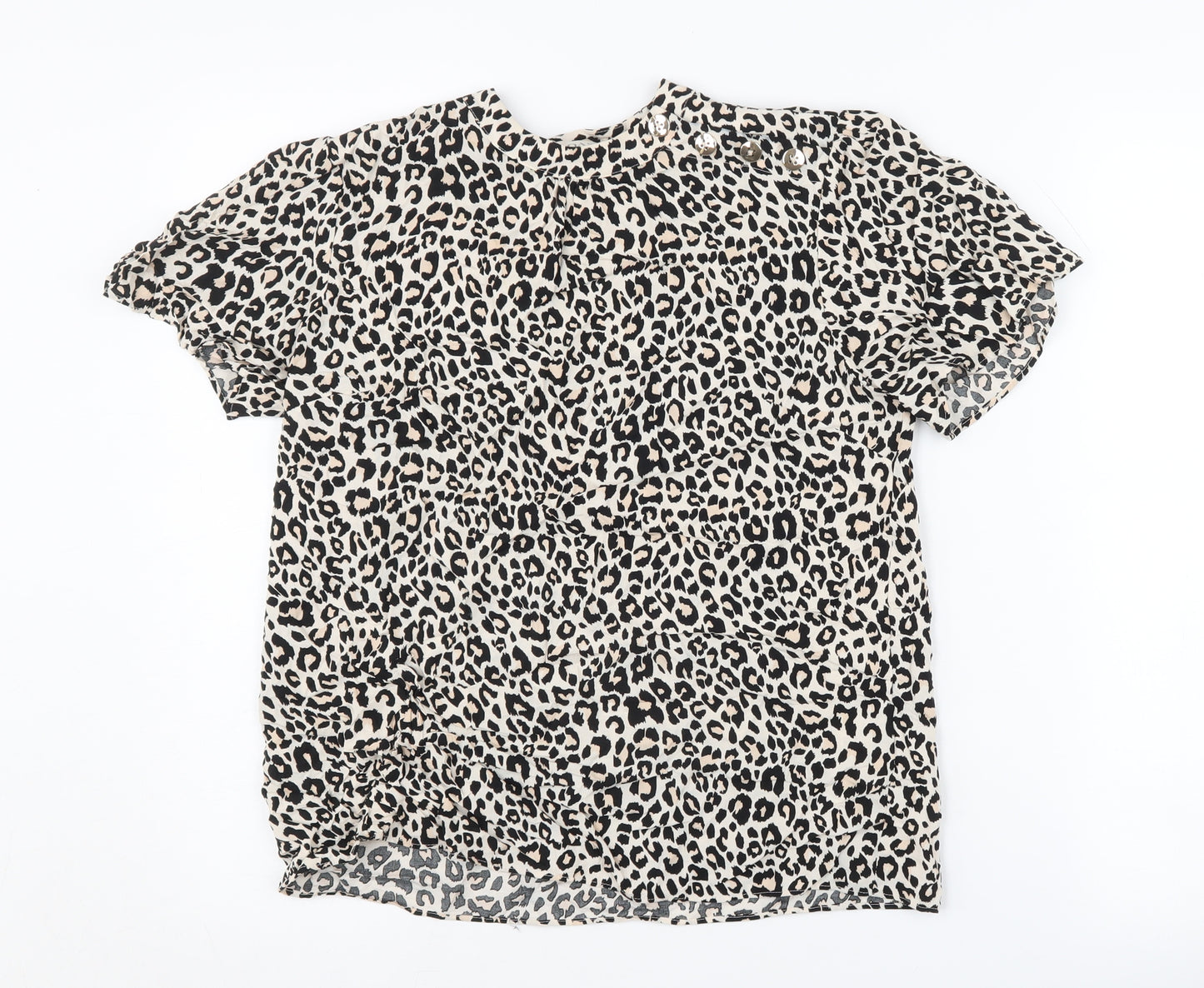 Oasis Women's Black Animal Print Top Size 10