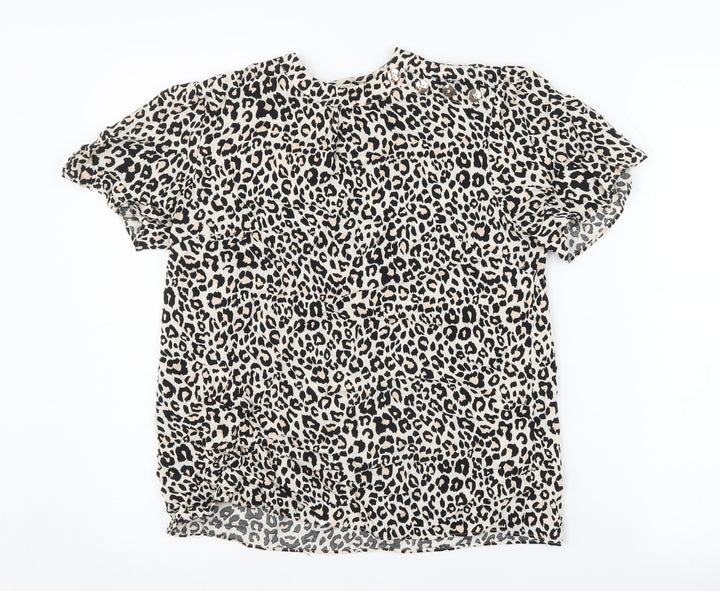 Oasis Women's Black Animal Print Top Size 10
