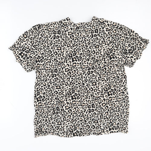 Oasis Women's Black Animal Print Top Size 10