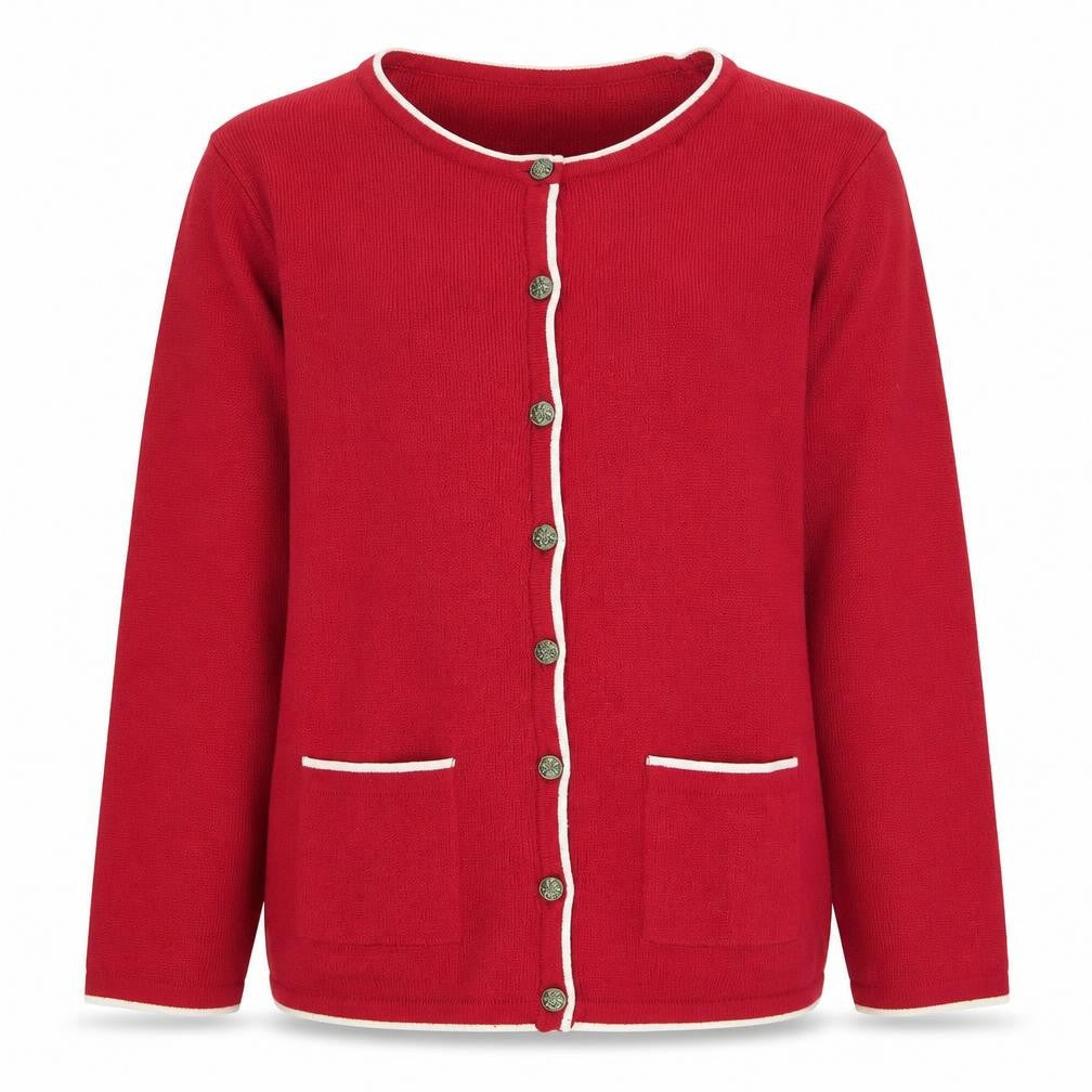 Front view of Honor Millburn Red Women's Cardigan L Button Knit
