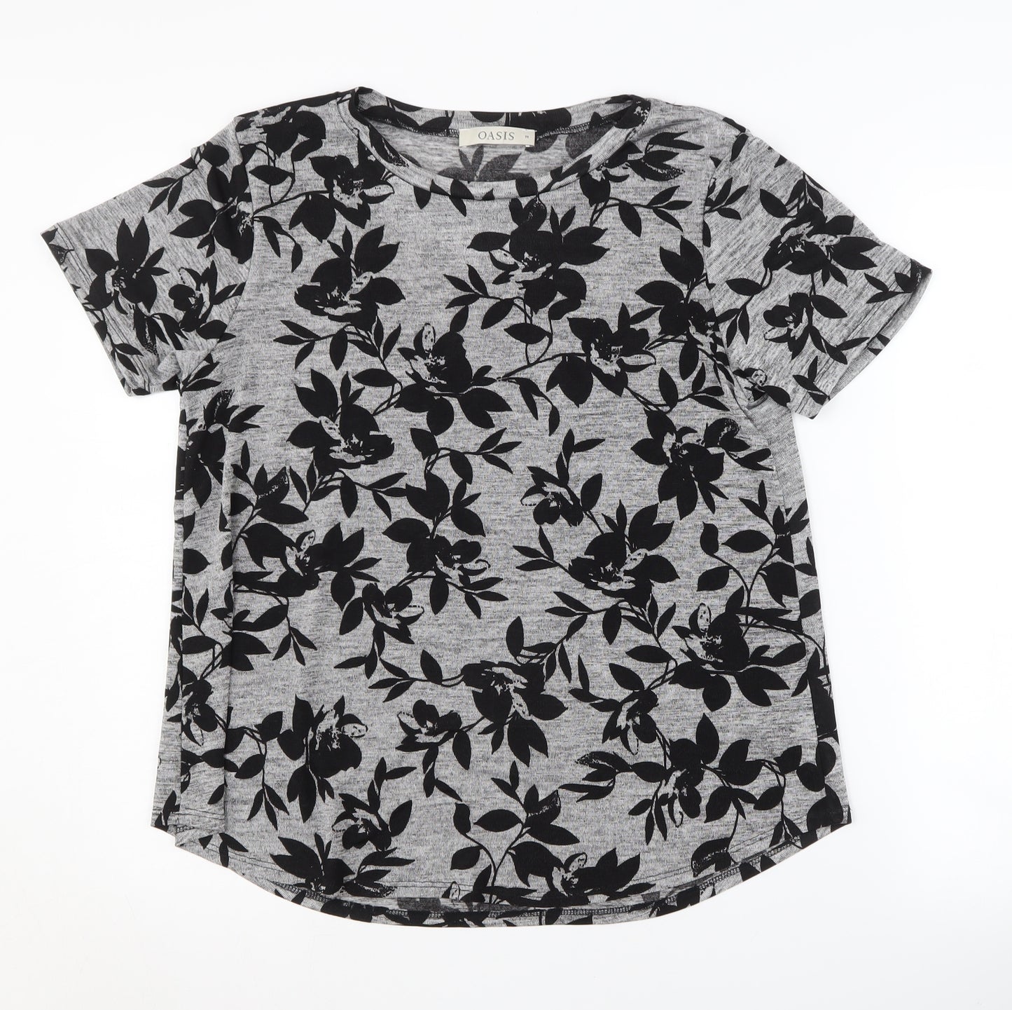 Oasis Women's Black Floral T-Shirt, Medium
