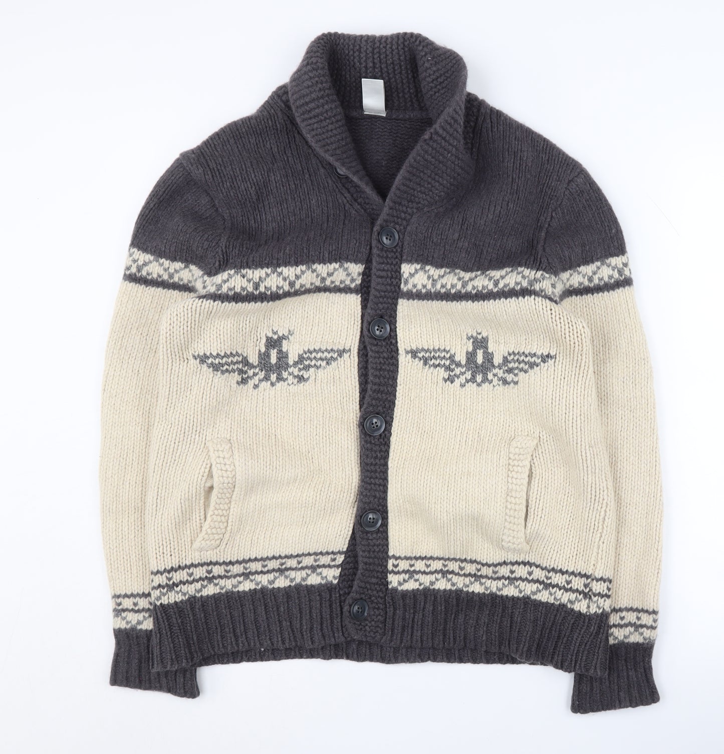 GAP Men's Grey XL Cardigan Wool Knit Jumper
