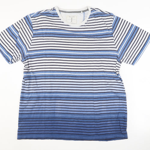 Jasper Conran Men's Blue Striped Crew Neck T-Shirt, L