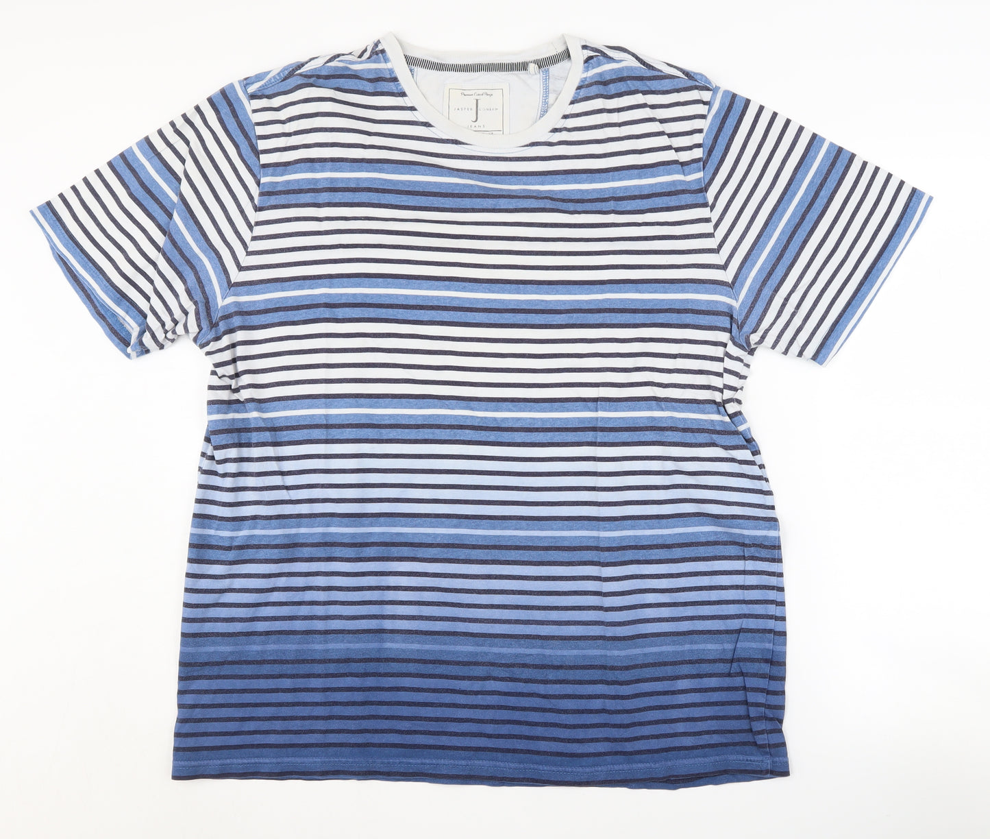 Jasper Conran Men's Blue Striped Crew Neck T-Shirt, L