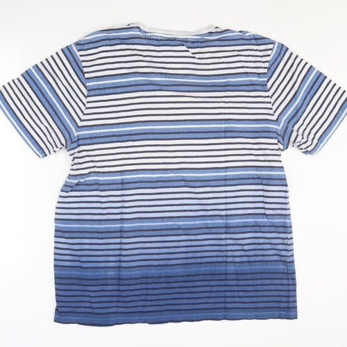 Jasper Conran Men's Blue Striped Crew Neck T-Shirt, L