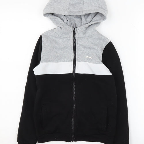 Slazenger Boys Black Grey Full Zip Hoodie, 7-8 Years