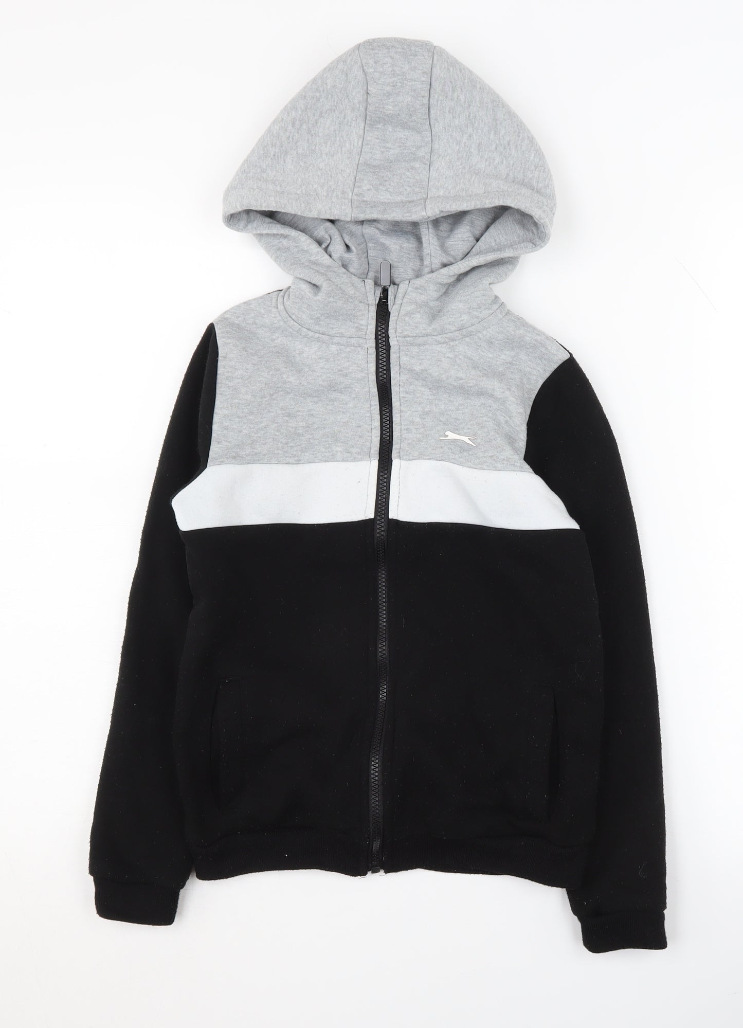 Slazenger Boys Black Grey Full Zip Hoodie, 7-8 Years