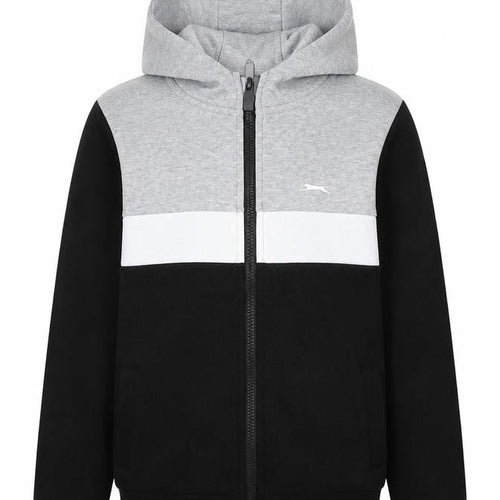 Slazenger Boys Black Grey Full Zip Hoodie, 7-8 Years