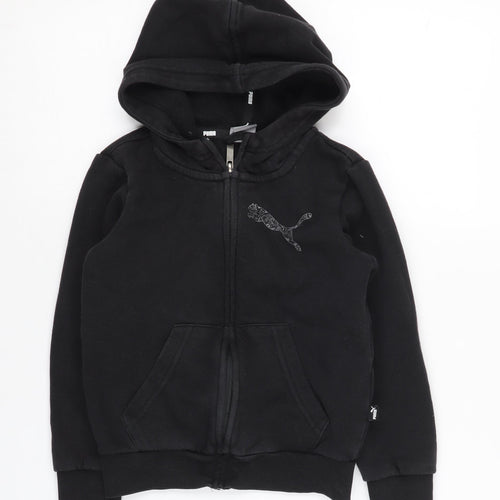 Puma Boys Black Full Zip Hoodie 7-8 Years with Logo