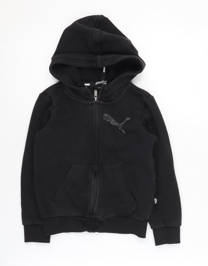 Puma Boys Black Full Zip Hoodie 7-8 Years with Logo