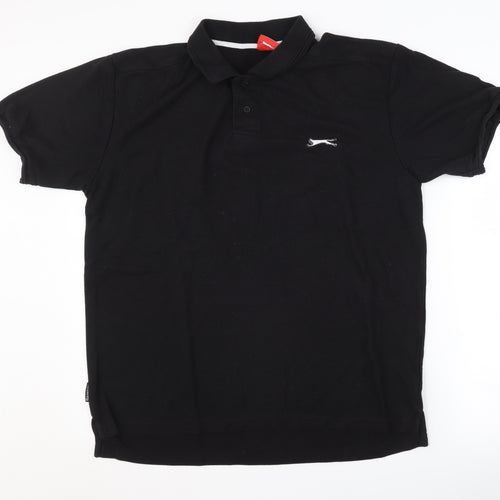Slazenger Men's Black Polo Shirt - Size L, Short Sleeve
