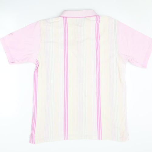 Cotton Traders Men's Pink Striped Medium Polo