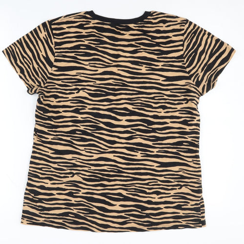 Warehouse Women’s Animal Print T-Shirt, Size 14, Cotton Crew