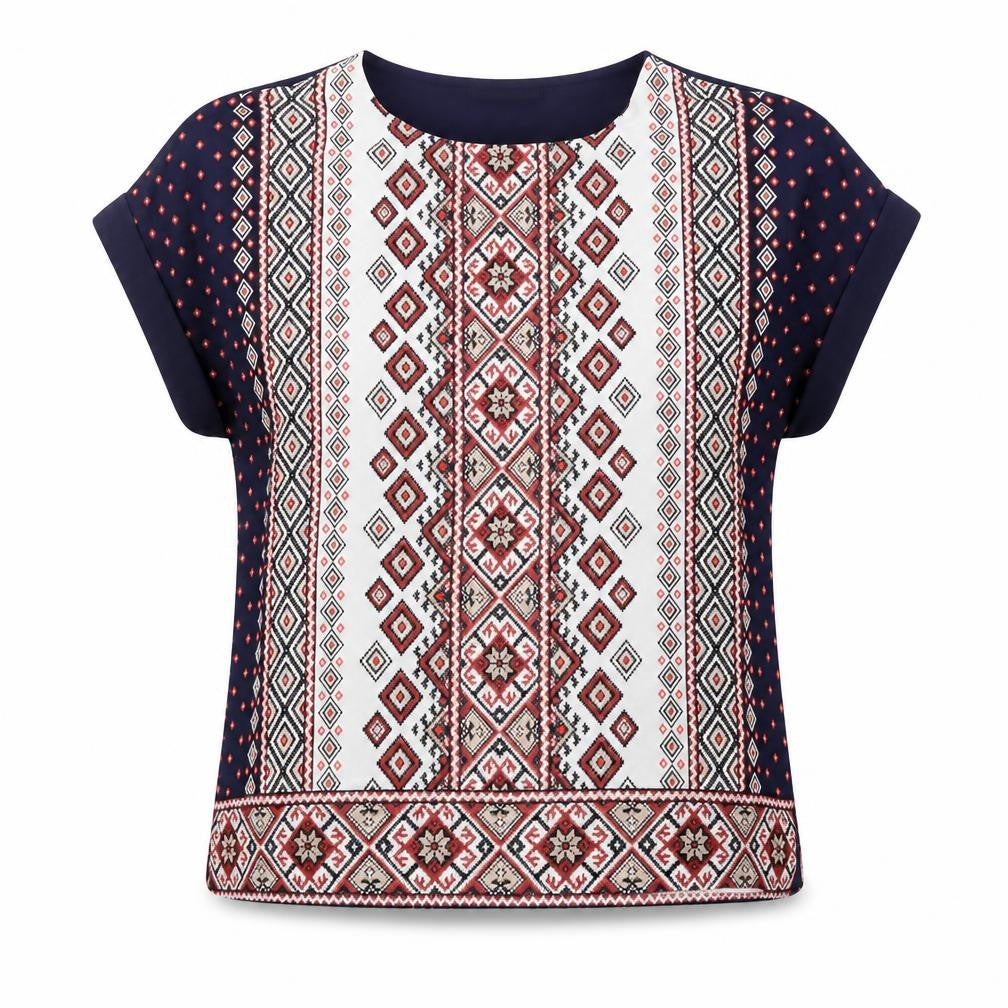 Front view of Oasis Women's Multicoloured Aztec Blouse, size 10