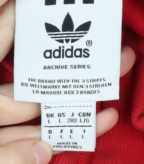 Adidas Men's Red Jacket L Full Zip Casual