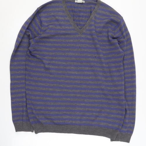 GAP Men's Blue Striped Wool Pullover Jumper L
