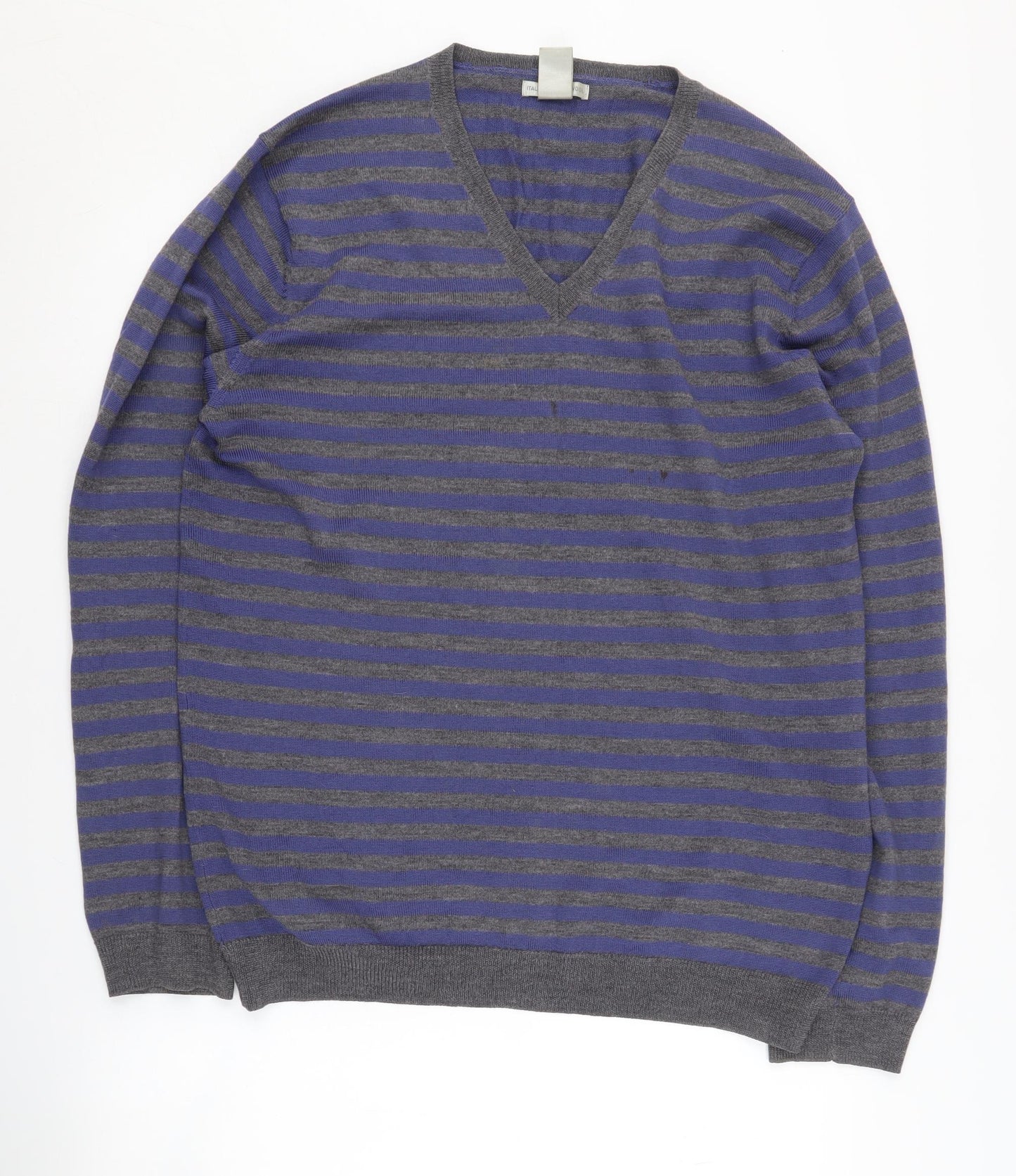 GAP Men's Blue Striped Wool Pullover Jumper L