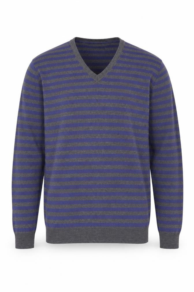 Front view of Gap Men's Blue Striped Wool jumper L
