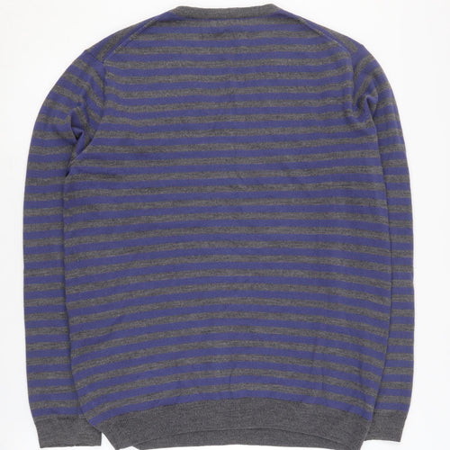 GAP Men's Blue Striped Wool Pullover Jumper L