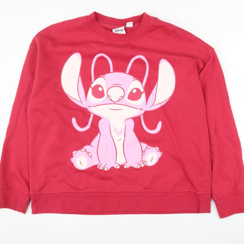 Disney Women's Red M Sweatshirt Lilo & Stitch Graphic