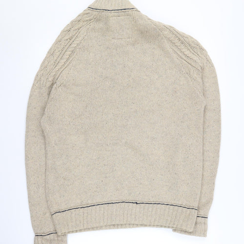 Mantaray Men's Beige Full Zip Jumper Size M