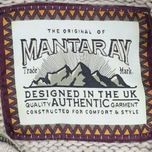 Mantaray Men's Beige Full Zip Jumper Size M